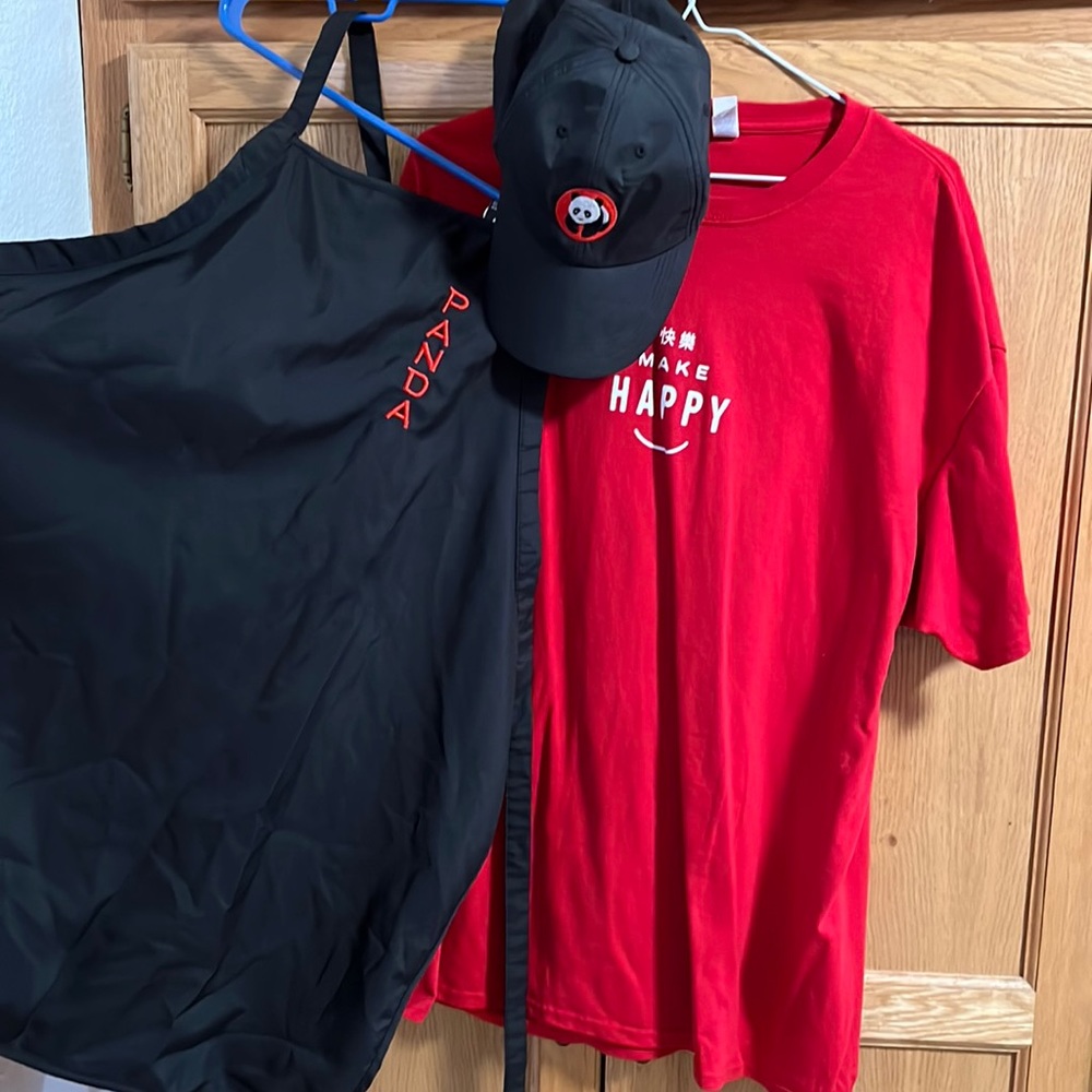 Panda Express t shirt apron and hat